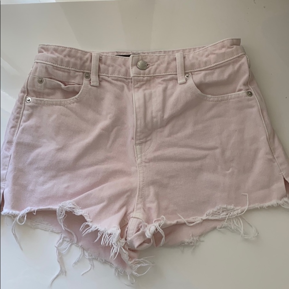 Pink denim shorts